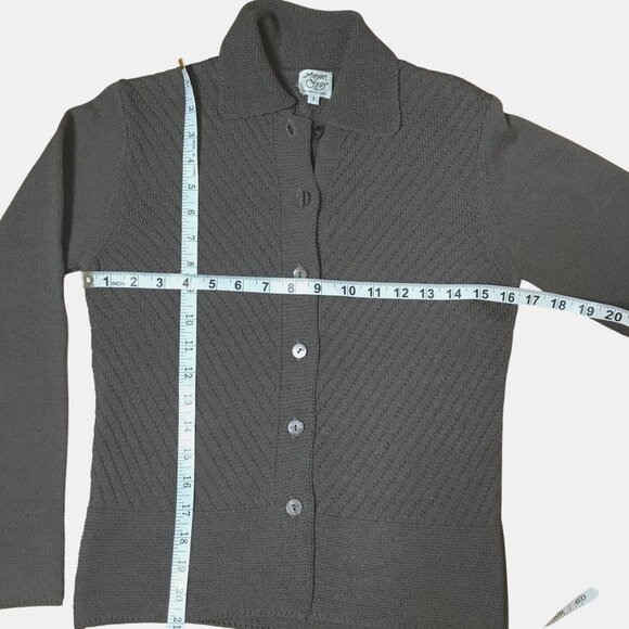 MARGARET O’LEARY Wool Knit Set Gray Cardigan Skirt Size 1 (US S) Minimalist - Picture 6 of 10